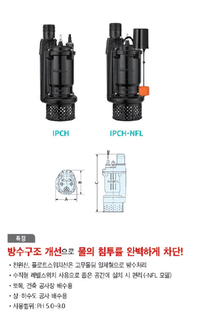 [신한일전기(주)] 전문쇼핑몰 [펌프센터][Ipch-0733]공사용수중펌프￠80X 7.5Hp